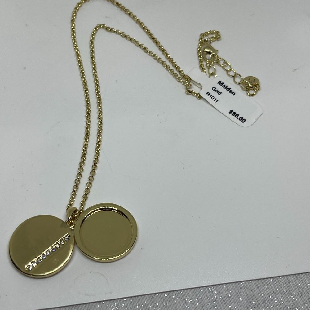 Real Simple Style Maiden Gold Necklace Locket | NWT - Picture 2 of 7